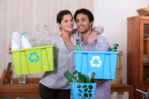 Professional rubbish removal team in action